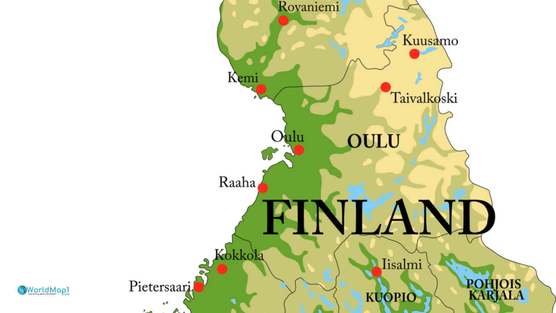 İngilizce Finlandiya Haritası